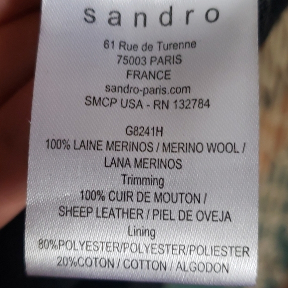 sandro leather and wool sweater. Size 1 - Picture 4 of 5